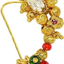 jewelopia Traditional Maharashtrian Nose Ring Stud Piercing Pearl Nath For Women and Girls-picture-6