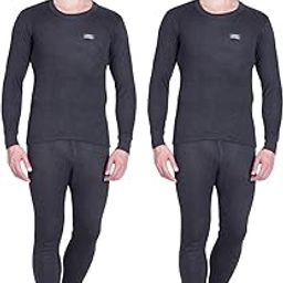 Men's Black Round Neck Full Sleeves Upper and Lower Thermal Set - Pack of 2-image-81