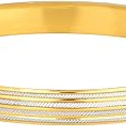 shining jewel - by shivansh Shining Jewel 316 Stainless Steel Two Dual Tone Designer Stylish Self Design Amritsari Gold Plated Sikh Kada for Men-picture-48