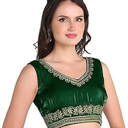 Women's Sequin Embroidered V Neck Sleeveless Readymade Saree Blouse Indian Ethnic Designer Stitched Readymade Saree Blouse Sleeveless Blouse Readymade Blouse for Women-image-38