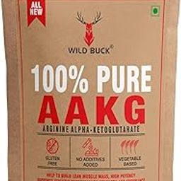 Wild Buck 100% Pure L-Arginine Alpha-Ketoglutarate (AAKG), Build Lean Muscle Mass, High Potency Supports Athletic Performance Strength,Recovery & Endurance, Muscle Pumps, Reducing Muscle Fatigue- 250g-60
