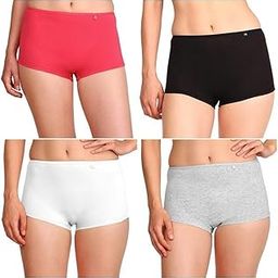 Women's Boy Shorts, Long Panty Boxer Style, Plus Size, Multicolour, Pack of 4-image-98