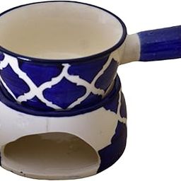 KunhaR Ceramic Fondue Set (1 Piece of Fondue Set, 2 Tea Light Candle), Blue Chidi-image-85
