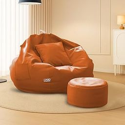 SHIRA 24 4XL Bean Bag Cover with Footrest & Cushion (Without Beans) (Orange, 4XL)-image-25