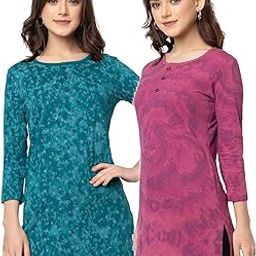 Women Regular Fit Henley All Over Print T-Shirt (Combo of 2) | Small-5XL-image-73
