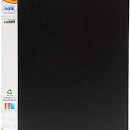 Solo 2-D A4 Ring Binder File Folder, Office Document Organizer with Inside Pocket, Presentation Display Plastic File for Certificates, Portfolio, Papers & Projects (Black)-image-1