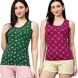 Women's Cotton Round Neck Tank Top | Tops for Women|Crop top Tank top|Beach wear|Stylish Tops|Inner for Women (Pack of 2)-image-29