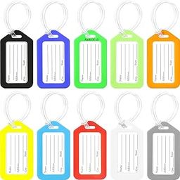 Luggage Tags, Bag Tags, Suitcase Tags for Traveling, Camping, Hiking | for Easy Identication with Silicon Band & Name Tag Label (Pack of 10) (Multicolour - Colour May Vary)-image-14