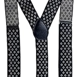 calixto Men’s Adjustable Suspenders – Black with Zig-Zag Pattern, Heavy-Duty Clips & Elastic Straps, Classic Y-Back Design for Weddings, Business, Groomsmen, Tuxedos & Casual Fashion-picture-11