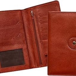 Genuine Leather Coffee Brown Women Clutch||Passport Cover||Cheque Book Case||Passport Holder||Card Holder||Travel Wallet with Button Closure-image-80