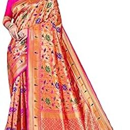 Women's Paithani Silk Saree With Zari Work & Blouse Piece-picture-52