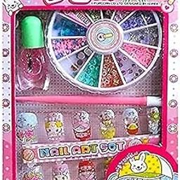 GJSHOP Nail Art kit for Girls Birthday Gift for Girls Little Girls, Kids, Role Play kitty Party (Random Cute Nail Designs)- Multicolor-44