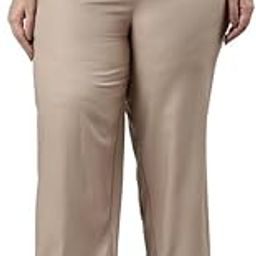 Women's Solid Beige Viscose Full Length Casual Pants-picture-22