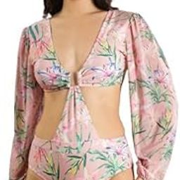 Women Pink One-Piece Swimsuit - Floral Printed Monokini | Sweetheart Neck Stylish & Comfortable Women Swimwear | Fashionable Summer Beachwear-image-77