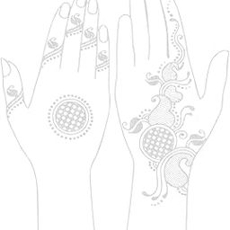 ORDERSHOCK Silver Mehndi With Central Floral Circle & Leaf Design For Back & Front Hand, Time Saving & Simple Silver Mehndi Sticker For Girls & Women-image-16