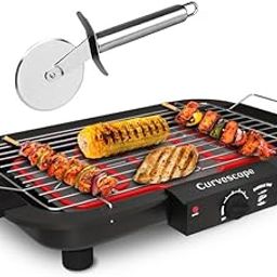 Curvescape 2000W Griller Barbeque Grill With Temperature Control Indoor and Outdoor Tandoor barbeque Grill - Pizza cutter_BBQ-image-96