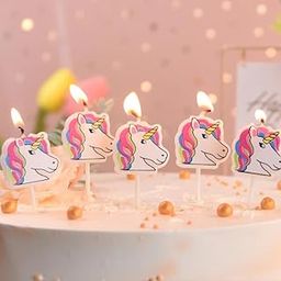 PartyMane Unicorn Theme Candles Ideal for Birthdays 5 Candles Pack Birthday Cake Toppers 5pcs in box-picture-7