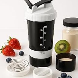 Spider Gym Sipper Bottle 500ml | 3-in-1 Protein Shaker with Storage & Mixer | Leakproof BPA-Free Plastic | Spiral Blender for Gym, Workout, Travel, Office Use – Black & White-image-11