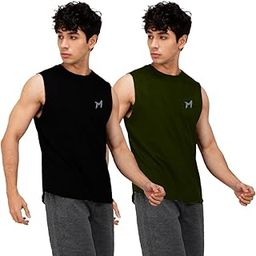 Solid Sleeveless Cotton Regular Fit Mens Stylish Top Tanks Vest T-Shirt (Combo Pack of 2)-image-72