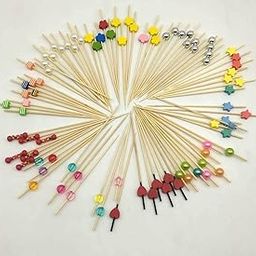 Adaamya® - 100 Pcs - Cocktail Picks Cocktail Sticks, Toothpicks Fruit Garnish Sticks, Bamboo Toothpicks Party Supplies (Mix Colors) (100)-image-16