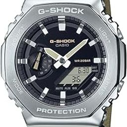 Casio G-Shock Gm-2100C-5Adr Black Analog-Digital Dial Brown Cloth Band Men's Watch Shock and 200M Water Resistant G1372-26
