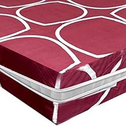 Fairy Down® Cotton Printed Mattress Cover/Protector with Zipper Chain| Protection with 360° Encasing |Single Size Bed - 75x60+6 inches (6.25 x 5 Feet Mattress) - Pack of 1 - Maroon (75x60x6)-image-79