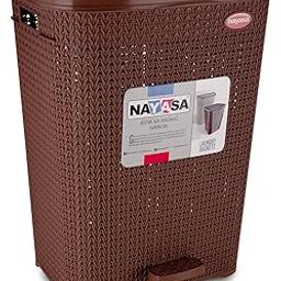 Nayasa Pedal Rope Laundry Basket | Plastic Pedal Laundry Basket For Clothes With Lid | Laundry Bucket | Laundry Bin | L 45.5 X W 41.5 X H 57 CM | Brown-image-53
