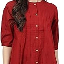 Women's Maroon Cotton Dobby Solid Flared Top-43