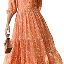 Women's Orange Georgette Floral Printed Tiered Kurta Set-picture-5
