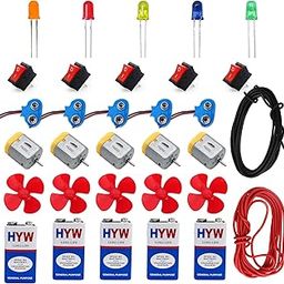 Electronic Spices COMBO of 5 Propeller, 5 DC Motor, 5 Battery Clip 5 SPST Switch, 5 Multi Color LED, Five 9V Batteries and Two Meter Wire Red & Black For DIY Projects And Electronic Work-image-37