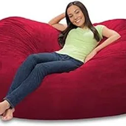 Nest Bedding Giant Bean Bag Chair 6ft Large Indoor Living Room Gamer Bean Bags Without Beans, Cushion Lounger (Without Beans) (Red)-image-40