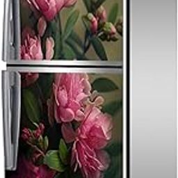 RK Digital Mart Pink Flower Fridge Stickers | Double Door Fridge Stickers | Refrigerators Stickers with Self-Adhesive Stickers Easy to Apply (Size 160cm X 61cm)-image-97