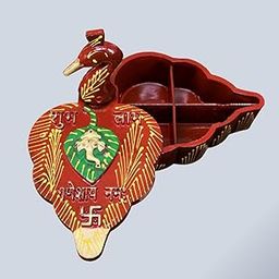 Aurora Closet Handcrafted Wooden Tilak Chopda Box with Shubh Labh Design | Traditional Roli Chawal Chandan Holder for Pooja and Festivals-image-15