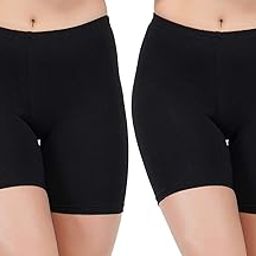AQUAZZURA Pack of 2 Women's 100% Pure Cotton Black Cycling Shorts for School Girls | Women Underpant Short-image-0