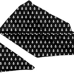 Black Anchor Printed Satin Neckwear Ascot and Matching Pocket Square Set for Men-image-23