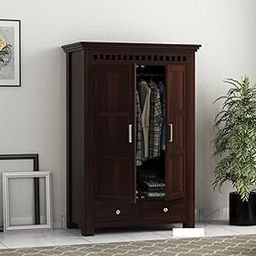 MANNAT ARTS Wooden 2 Door Wardrobe Organizer for Storage with 2 Drawer 2 Shelves Storage & Hanging Space - Sheesham Wood Cupboard for Bedroom - Wooden Almirah Organizer for Clothes Storage (Design 28)-image-78