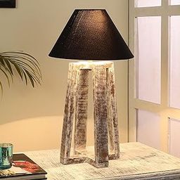 tu casa Table Lamps with Mango Wood Base & Black Cotton Shades for Home Décor, Bedrooms, Living Room, Gifting, Diwali Decoration, Dining Space, Study Room, Hall (Height- 46cm) - Bulb not Included-31