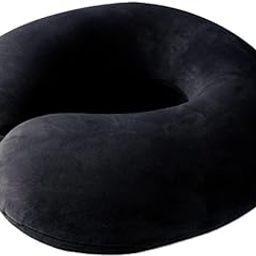BLESS BERRIES U-Shaped Travel Neck Pillow with Zippered Velvet Cover | Memory Foam Soft Cushion for Neck & Head Support | Lightweight Travel Pillow for Plane, Car, Office & Home (Black)-6