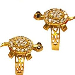 and Jewellery Panchdhatu Zircon Studded Tortoise Turtle Meru Ring Adjustable Gold Plated for Men and Women, Set of 2-picture-34