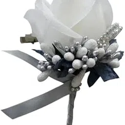 ATORSE 5xStimulation Rose Flower Brooch Pin Wedding Corsage Pin White and Silver Gray|Home & Garden|Wedding Supplies|Flowers, Petals & Garlands-image-43