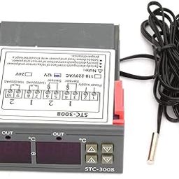 REES52 12V Temperature Thermostat Controller, STC-3008 Digital Dual Display Dual NTC Probe Sensor for Farm Various Refrigerator Greenhouse Aquarium-15