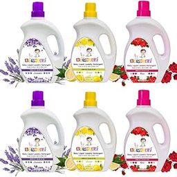 Bunniez Baby Liquid Detergent for clothes with Lavender Fragrance with No Chemicals for soft clothes 100% safe to use - 1 Litre (Pack of 6 (lavender, Rose & Lemon 2 Each))-image-88