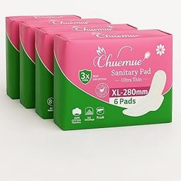 Chuemue Ultra Thin Sanitary Pads XL-280mm for Women | Combo Pack of 24 Pads (4×6) | 3X Absorption Gel Technology | Soft Cotton Feel | Leak-Proof Daily & Night Use Napkins-image-80