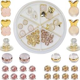 YUISI 26Pcs Gold & Rose Gold Earring Backs, Various sizes Stud Backs, Heavy Earring Supporters with Multi-shape design Design, Anti-Slip, Skin-Friendly with Storage Box ​(26Pcs Per Box)-image-35