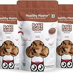 Healthy Master Ragi Chips 100g | Light & Crispy Chips, high protein | Natural ingredients, Vegan, Gluten Free, No Palm Oil, No Artificial Preservatives, Trans Fat Free, Low Calorie | Pack of 3-image-97