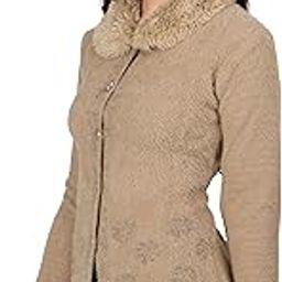Lady Willington Women Woolen Fur Neck Self Design Short Cardigan Shrug Heavy Hair Rainbow Cardigans Winter Wear Pure Wool Cardigans for Women Long Cotty Fully Warm Cardigan Free Sizes-image-87