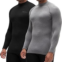 2 Pack Men's Thermal Turtle Mock Neck Shirts, Compression Long Sleeve Tops and Hoodies-image-38