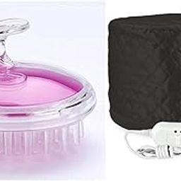 ZUCLLIN® Hair Care Thermal Head Cap And Hair Scalp Head Brush(Purple) for Pain Relief Steamer For Spa At Home Treatment with Beauty Nourishing Heating (BLACK) COMBO OF 2-94