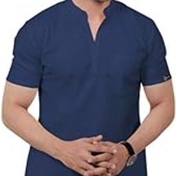 THE SCRUB LIFE Stretchable Male Navy Blue Mandarin Neck t-shirt With Straight Pant Set | LST001-picture-27