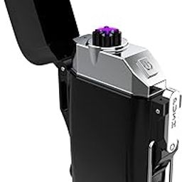 Crasts Electric USB Rechargeable Windproof Waterproof Arc Lighter with LED Flashlight (Black)-6